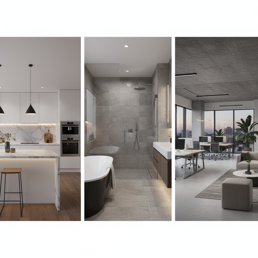 The impressive exterior of a modern luxury home at dusk.